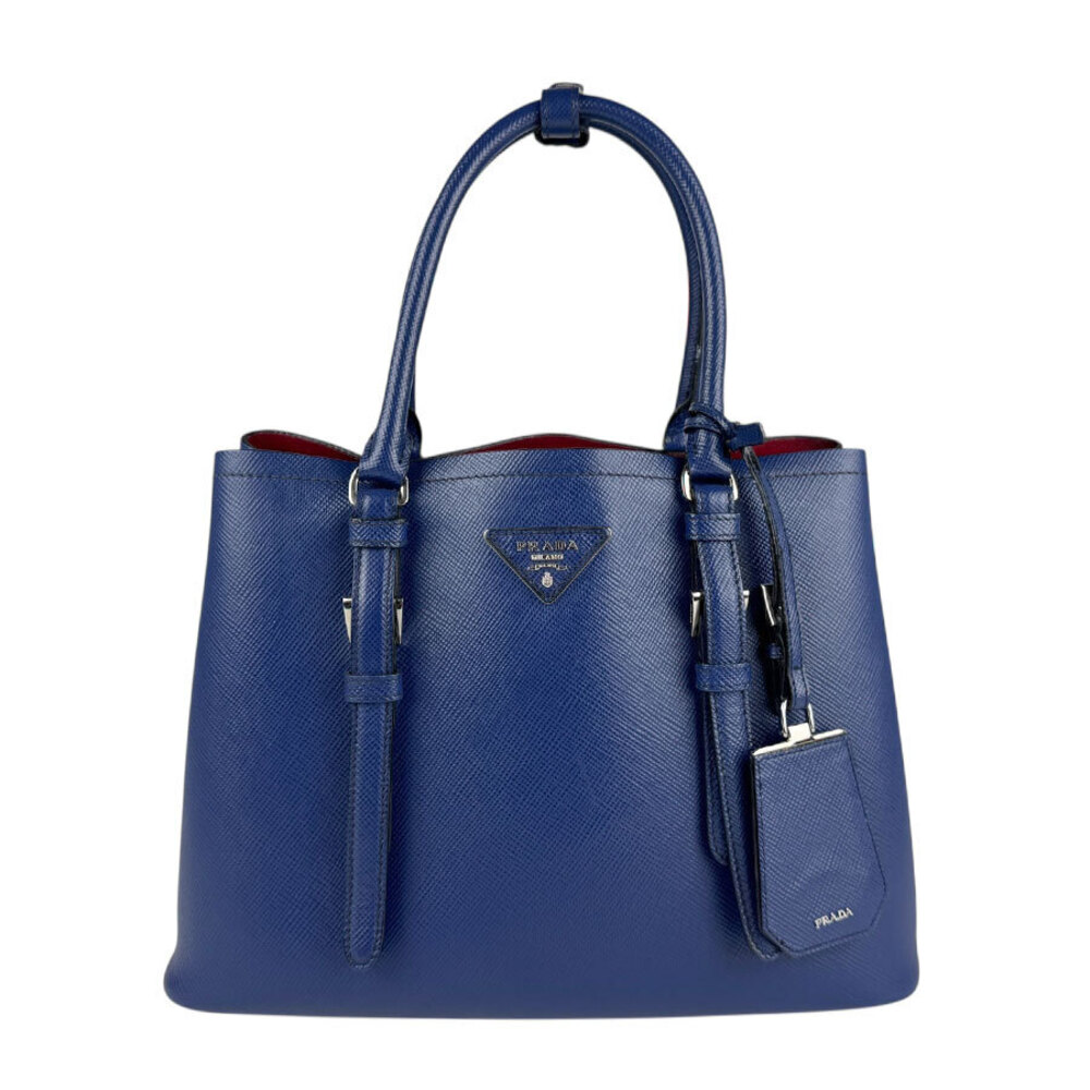Prada Saffiano Cuir Leather Shoulder Bag Blue